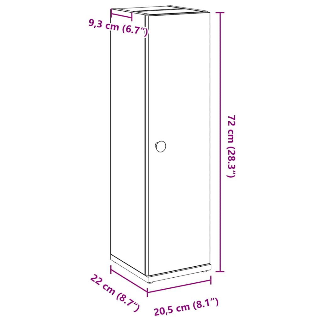Ντουλάπι μπάνιου με θήκη για ρολό Δρυς sonoma 20,5x22x72 cm