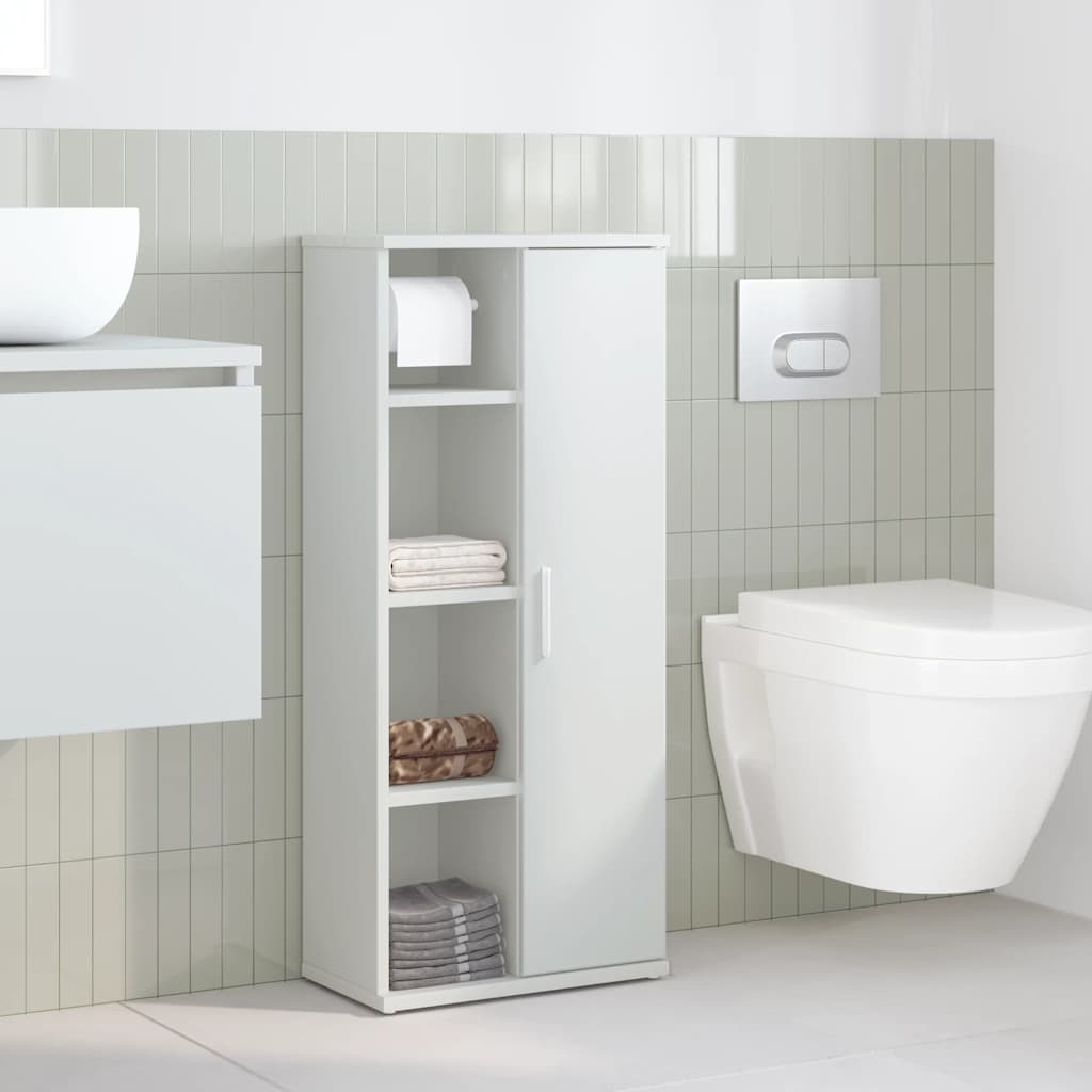 Ντουλάπι μπάνιου με θήκη για ρολά Λευκό 39x22x90 cm - Pakobazaar