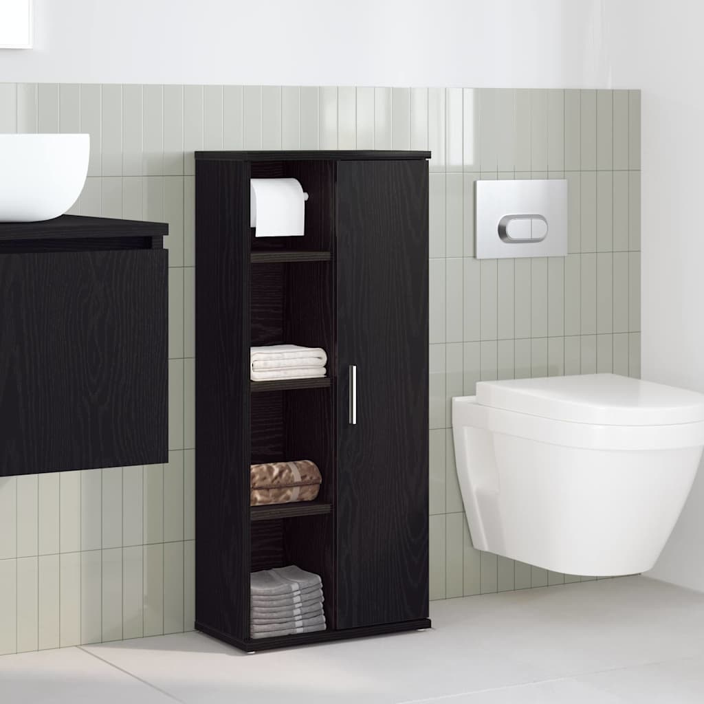 Ντουλάπι μπάνιου με θήκη για ρολά Μαύρο 39x22x90 cm - Pakobazaar