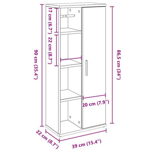 Ντουλάπι μπάνιου με θήκη για ρολό Γκρι Sonoma 39x22x90 εκ. - Pakobazaar