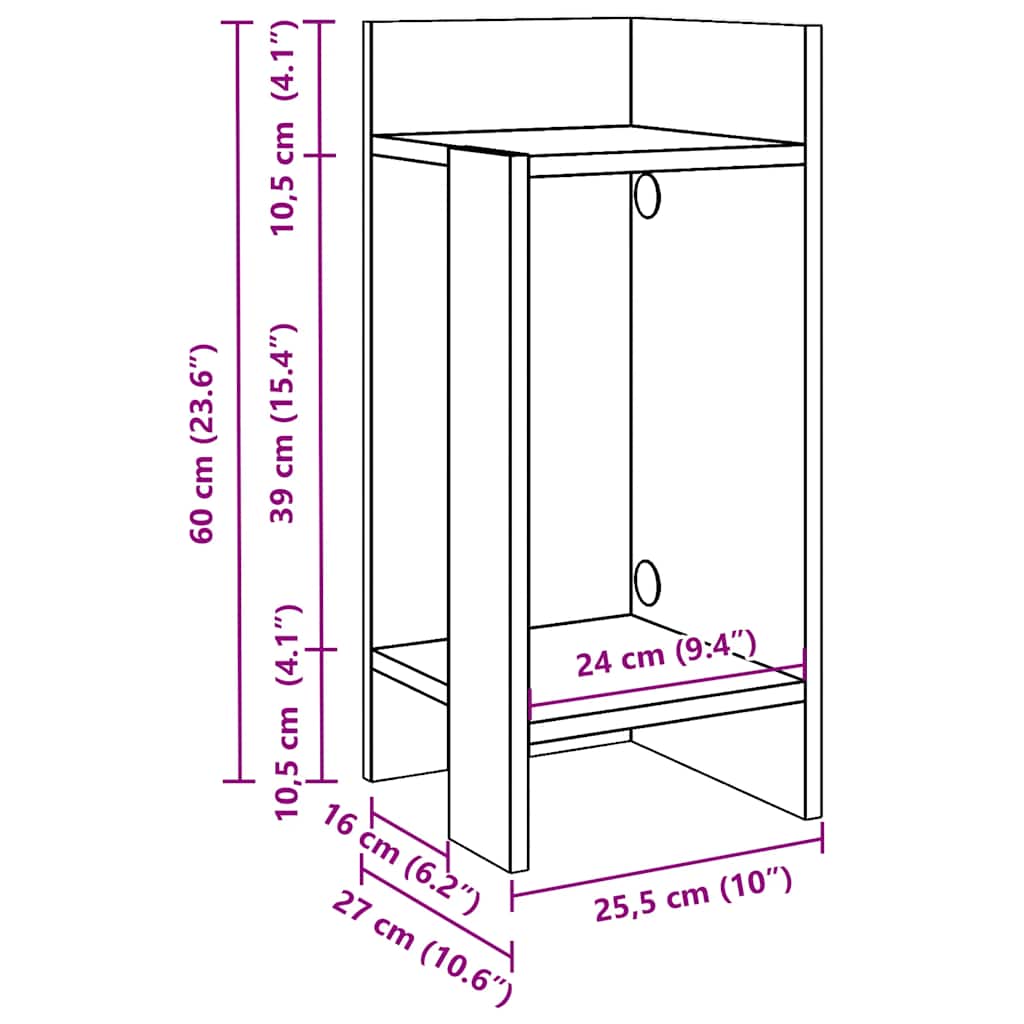 Τραπεζάκια 2 τεμ. με ράφι Καφέ Δρυς 25,5x27x60 εκ.