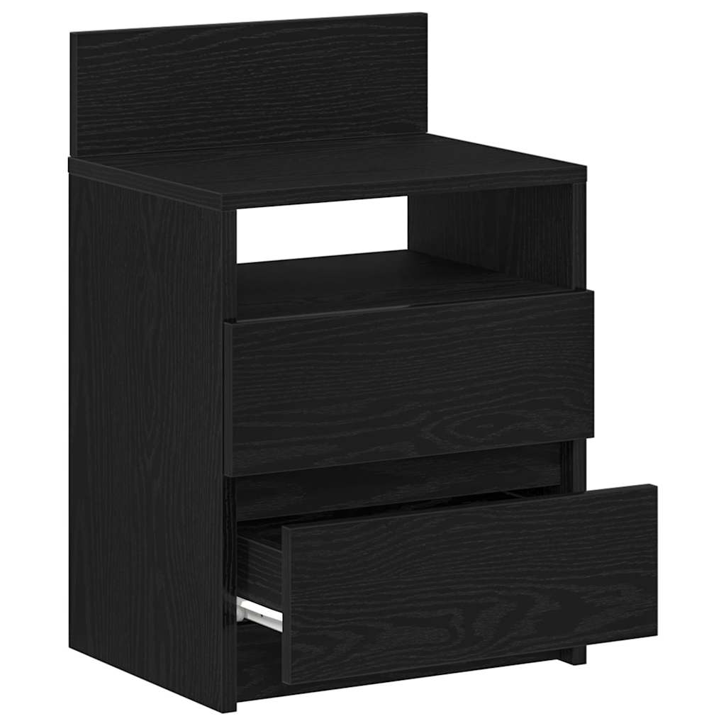 Κομοδίνο με 2 Συρτάρια Μαύρο 40x33x60 εκ. - Pakobazaar