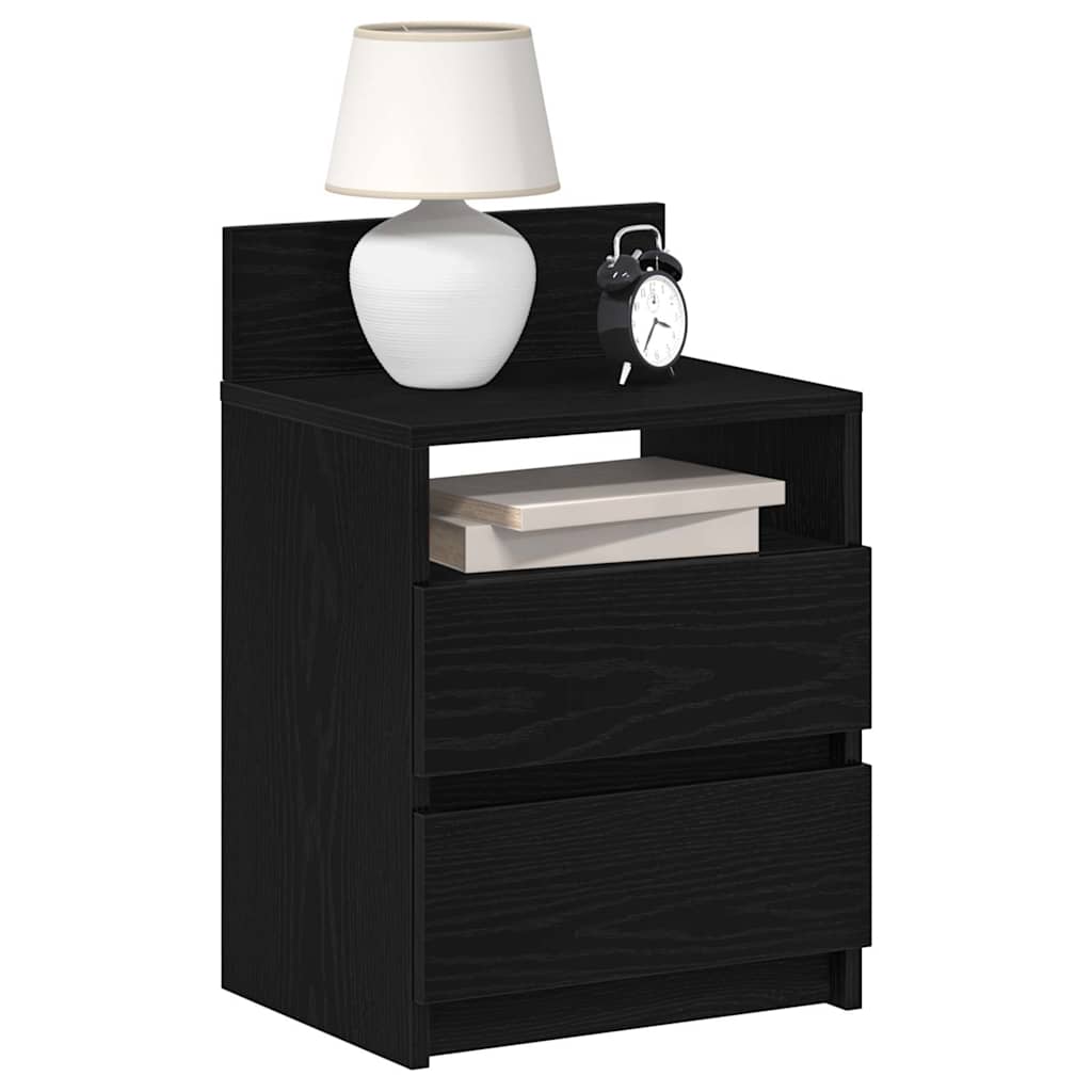 Κομοδίνο με 2 Συρτάρια Μαύρο 40x33x60 εκ. - Pakobazaar