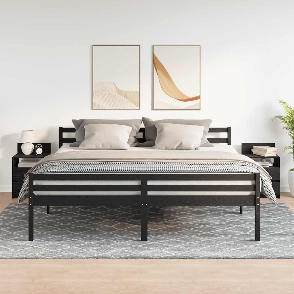 Κομοδίνα 2 τεμ. με 2 Συρτάρια Μαύρα 40x33x60 εκ. - Pakobazaar