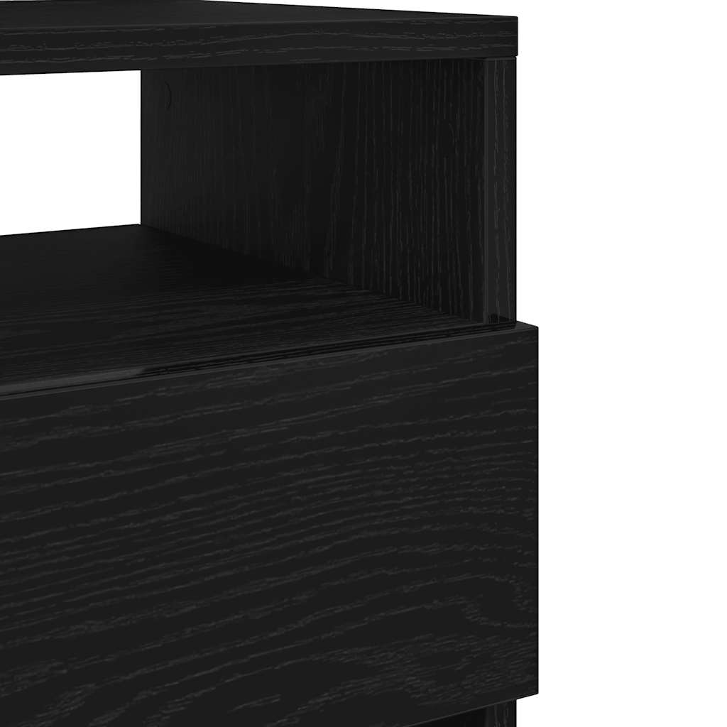 Κομοδίνα 2 τεμ. με 2 Συρτάρια Μαύρα 40x33x60 εκ. - Pakobazaar