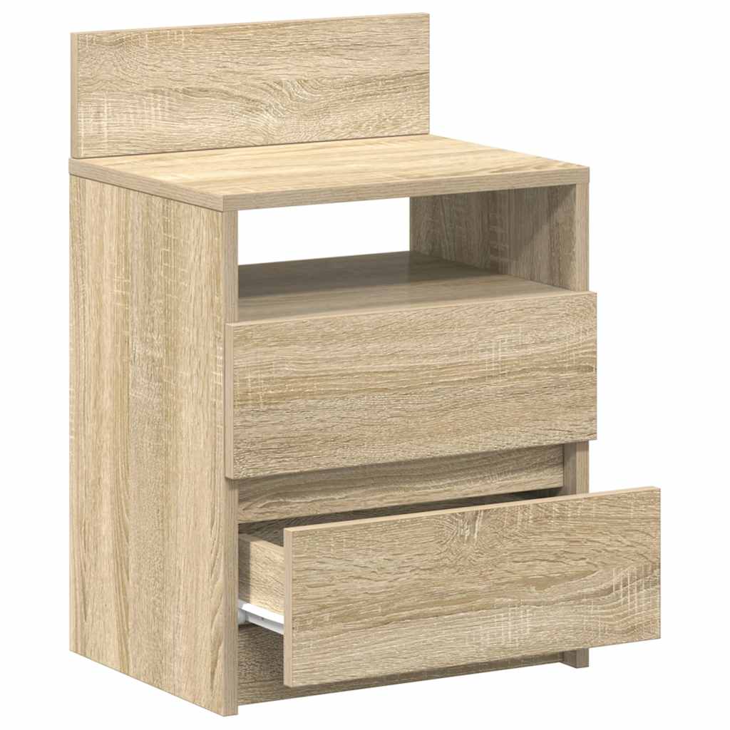 Κομοδίνα 2 τεμ. με 2 Συρτάρια, Χρώμα Sonoma Δρυς 40x33x60 εκ. - Pakobazaar
