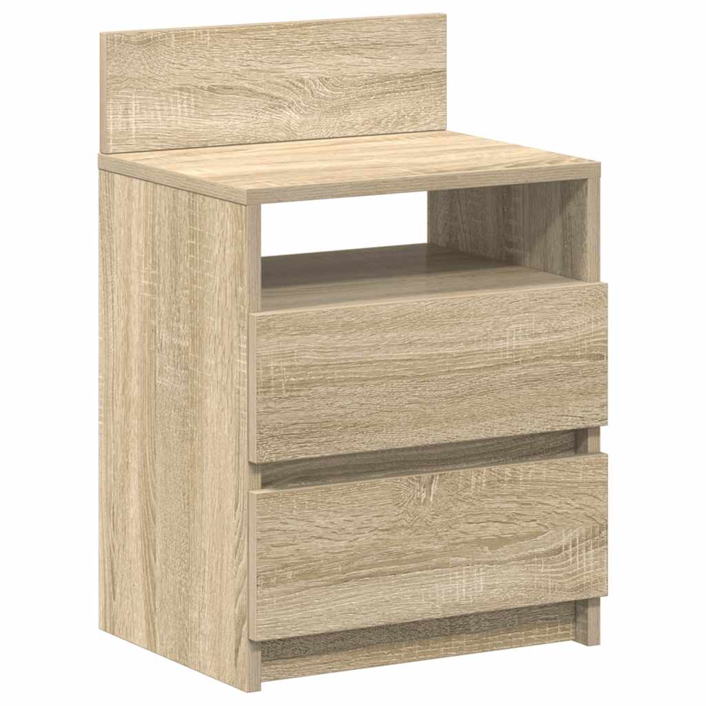 Κομοδίνα 2 τεμ. με 2 Συρτάρια, Χρώμα Sonoma Δρυς 40x33x60 εκ. - Pakobazaar
