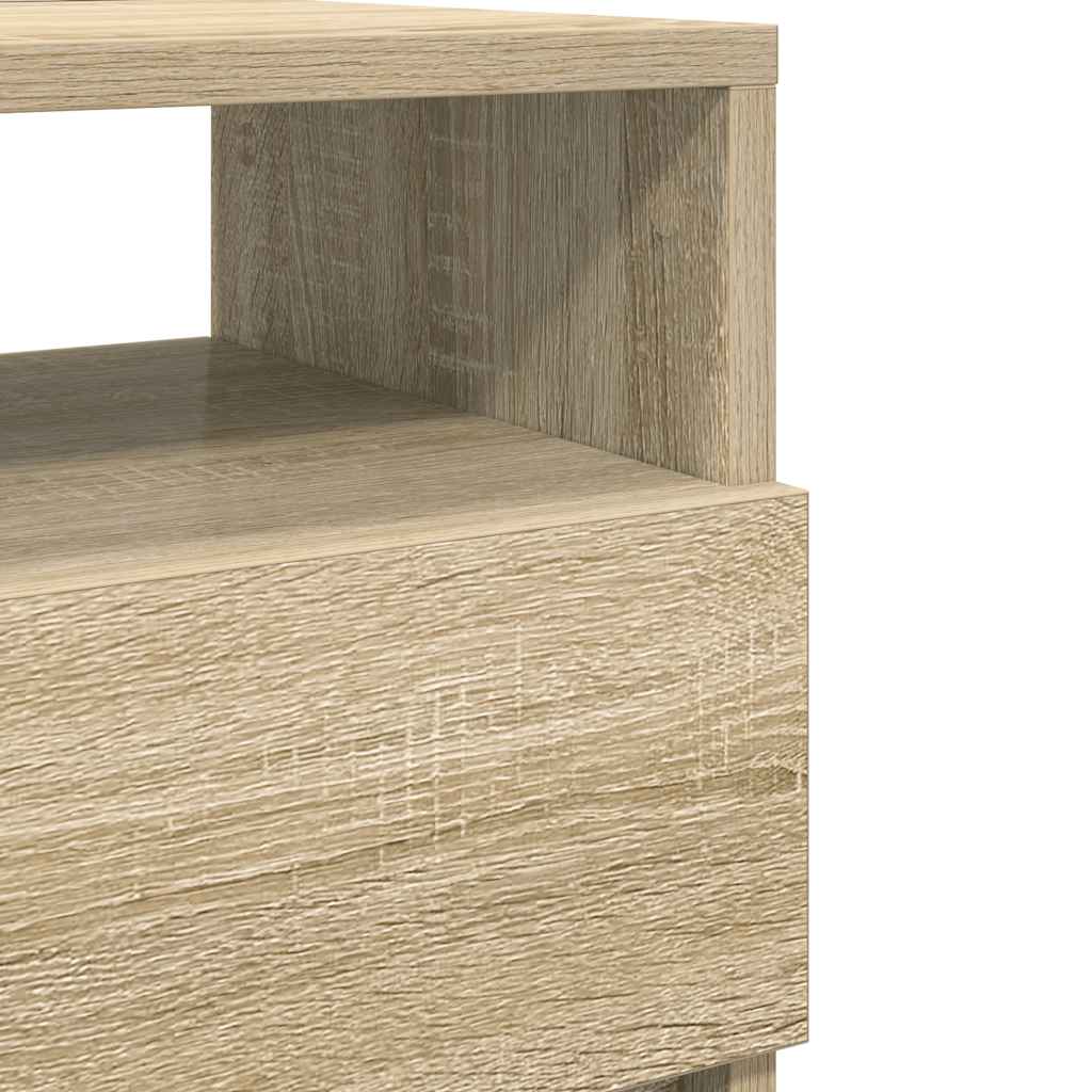 Κομοδίνα 2 τεμ. με 2 Συρτάρια, Χρώμα Sonoma Δρυς 40x33x60 εκ. - Pakobazaar