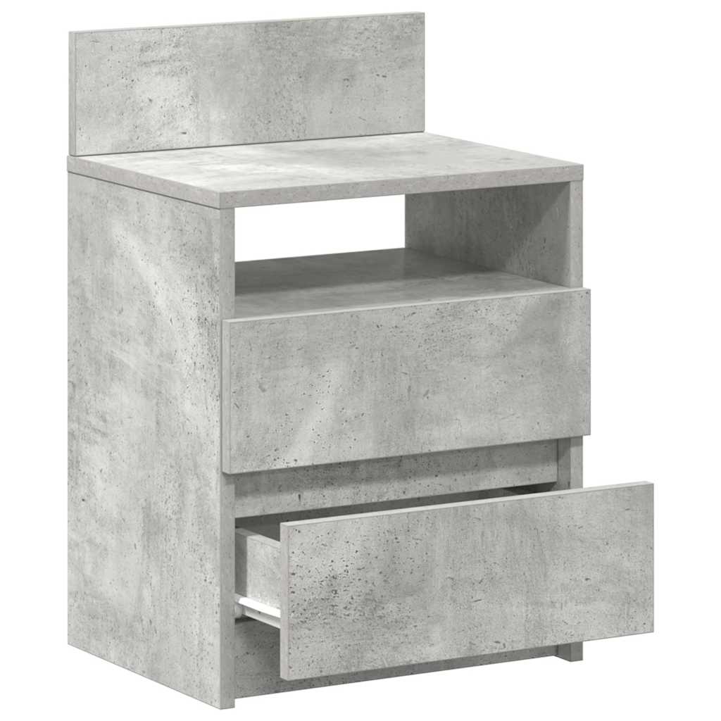 Κομοδίνο με 2 Συρτάρια Γκρι Σκυρόδεμα 40x33x60 εκ. - Pakobazaar