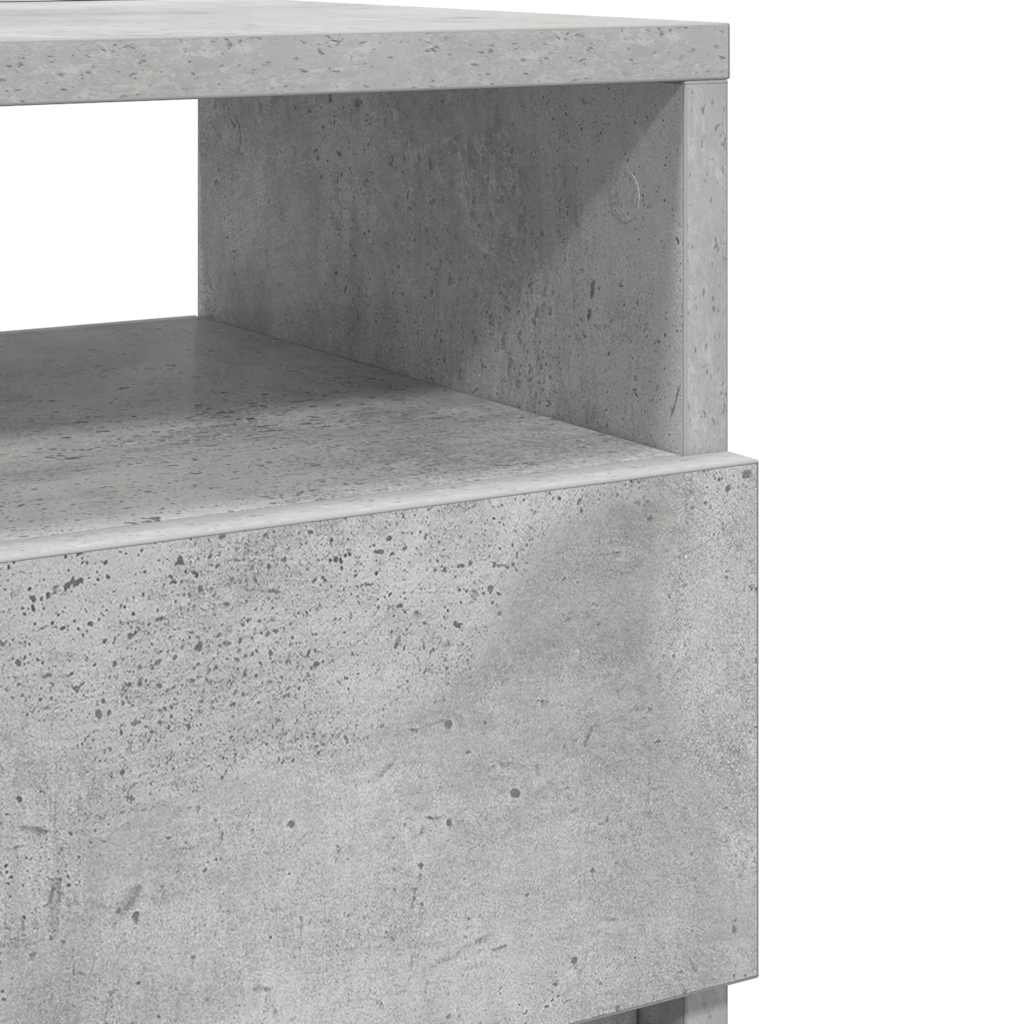 Κομοδίνα 2 τεμ. με 2 Συρτάρια, Γκρι Σκυρόδεμα 40x33x60 εκ. - Pakobazaar