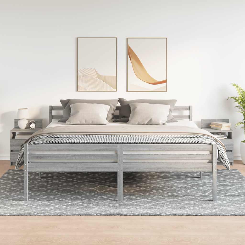 Κομοδίνα 2 τεμ. με 2 Συρτάρια Γκρι Sonoma 40x33x60 εκ. - Pakobazaar