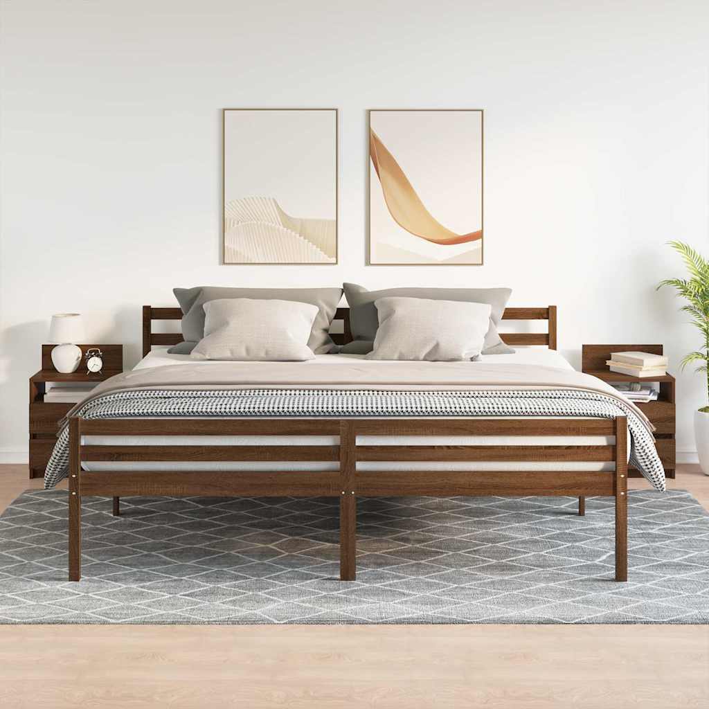 Κομοδίνα 2 τμχ με 2 συρτάρια καφέ δρυς 40x33x60 cm
