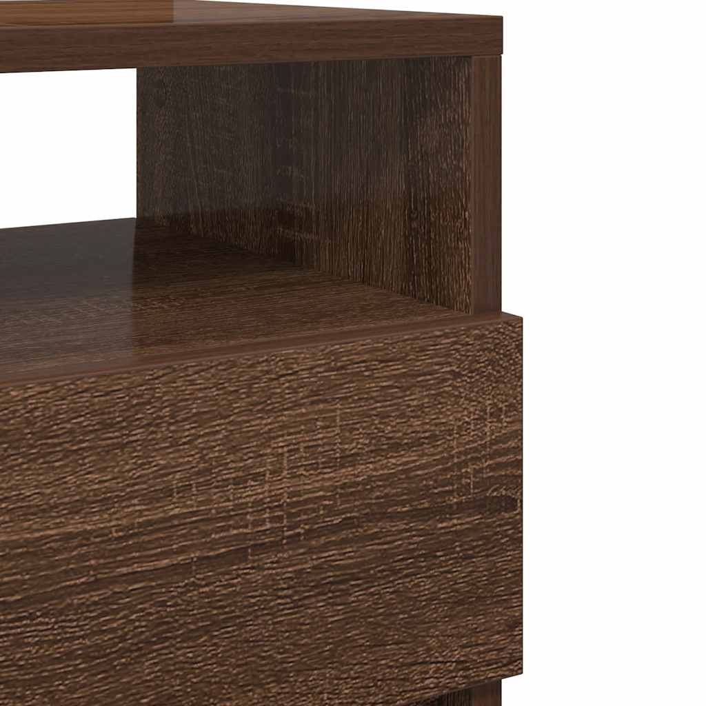Κομοδίνα 2 τμχ με 2 συρτάρια καφέ δρυς 40x33x60 cm