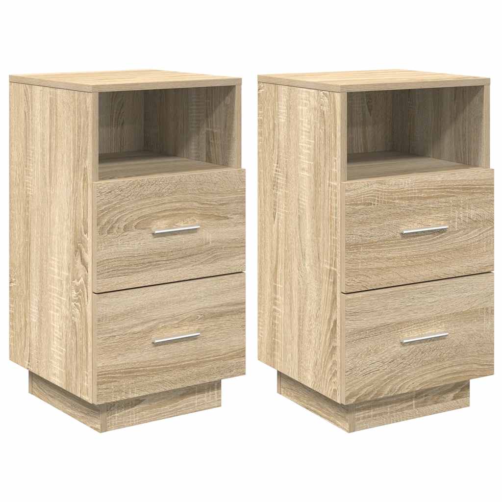 Κομοδίνα 2 τεμάχια με 2 συρτάρια Sonoma Δρυς 36x36x68 εκ. - Pakobazaar