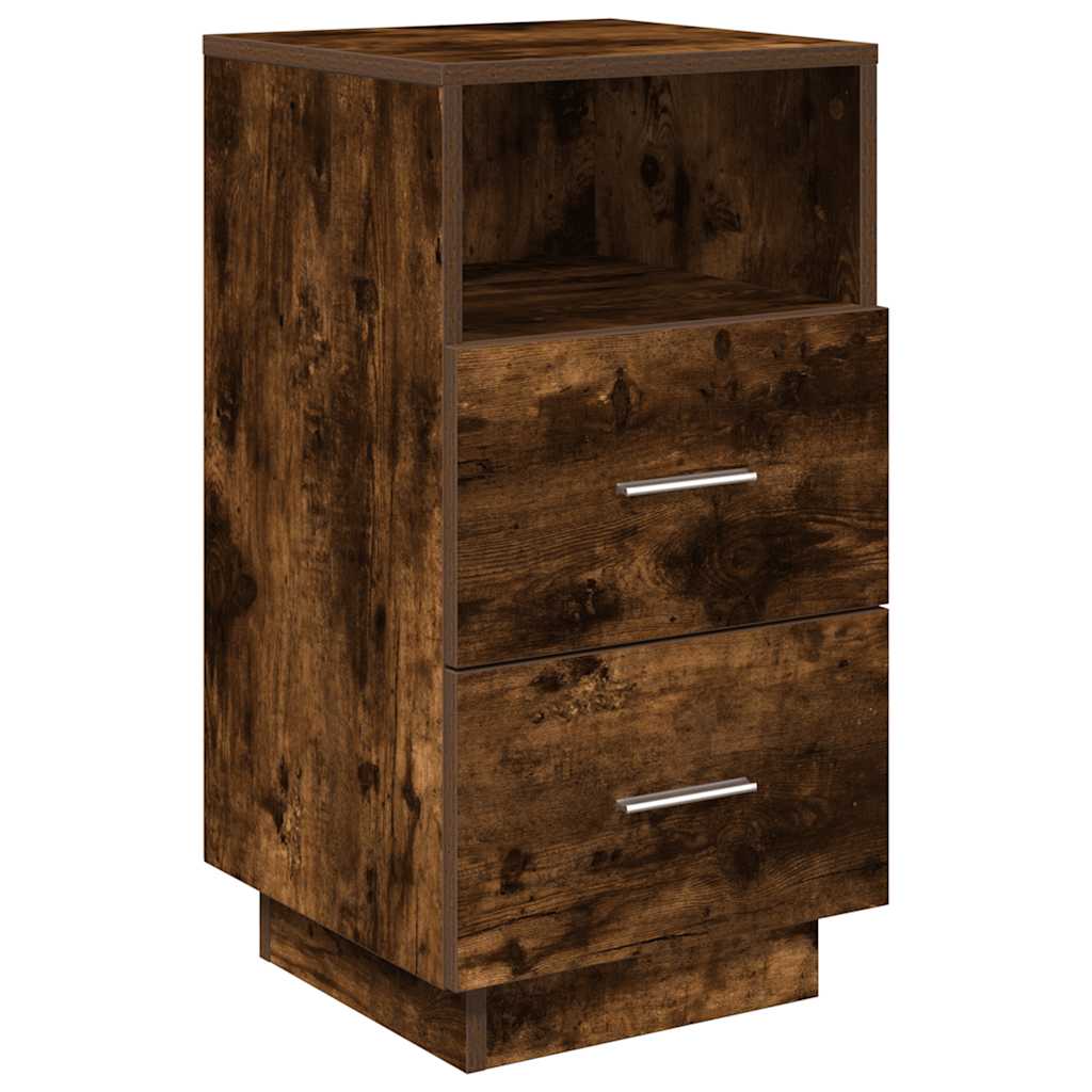 Κομοδίνο με 2 συρτάρια Καπνιστή Δρυς 36x36x68 εκ.