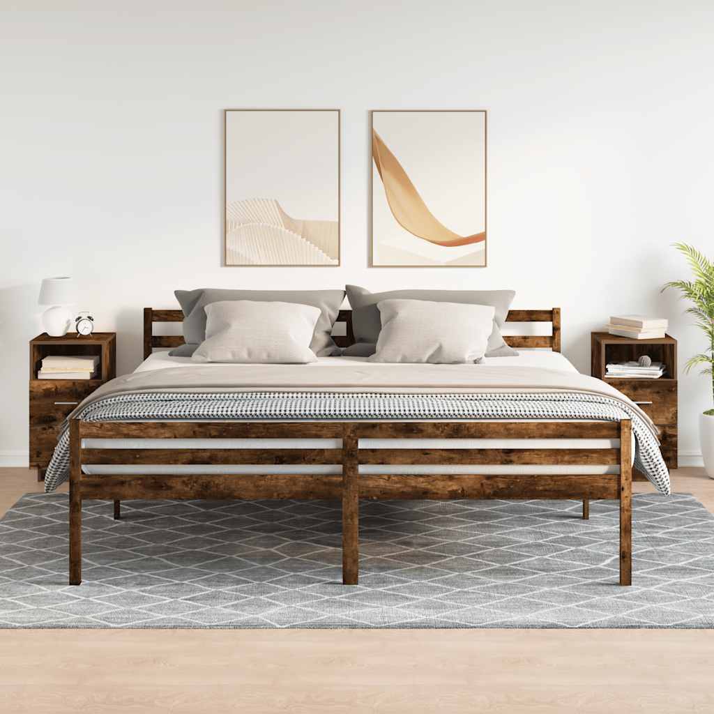 Κομοδίνα 2 τμχ με 2 συρτάρια Καπνιστή Δρυς 36x36x68 εκ. - Pakobazaar