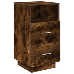 Κομοδίνα 2 τμχ με 2 συρτάρια Καπνιστή Δρυς 36x36x68 εκ. - Pakobazaar