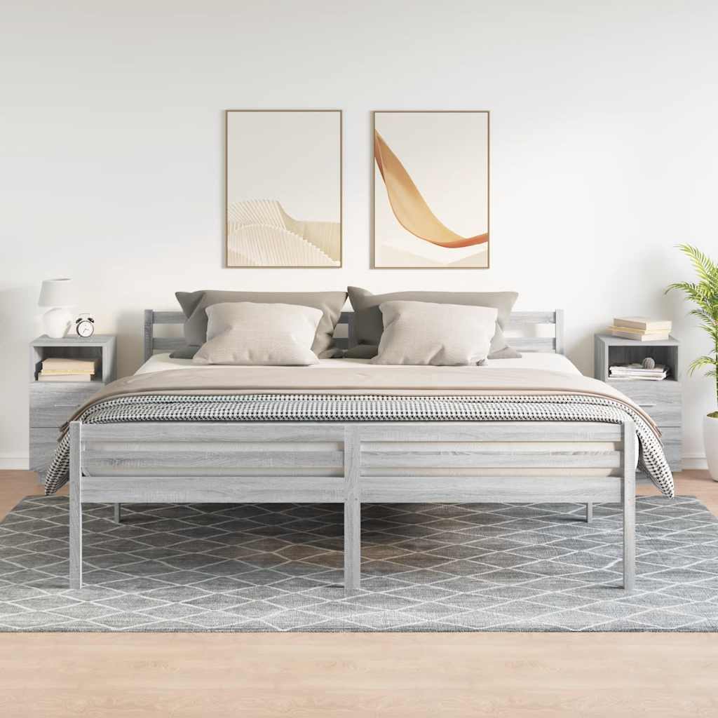 Κομοδίνα 2 τμχ με 2 συρτάρια Γκρι Sonoma 36x36x68 εκ.