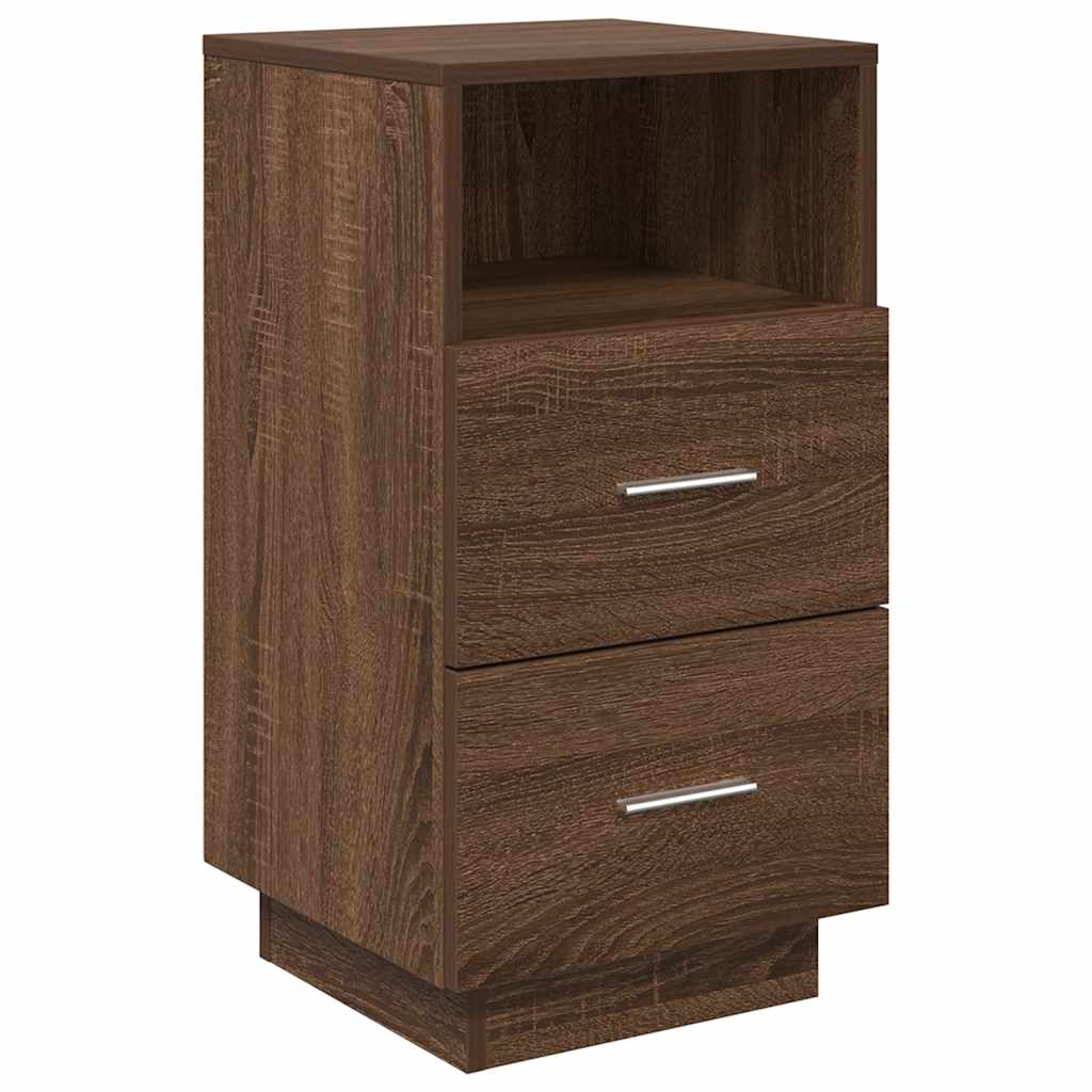 Κομοδίνο με 2 συρτάρια Καφέ Δρυς 36x36x68 εκ.