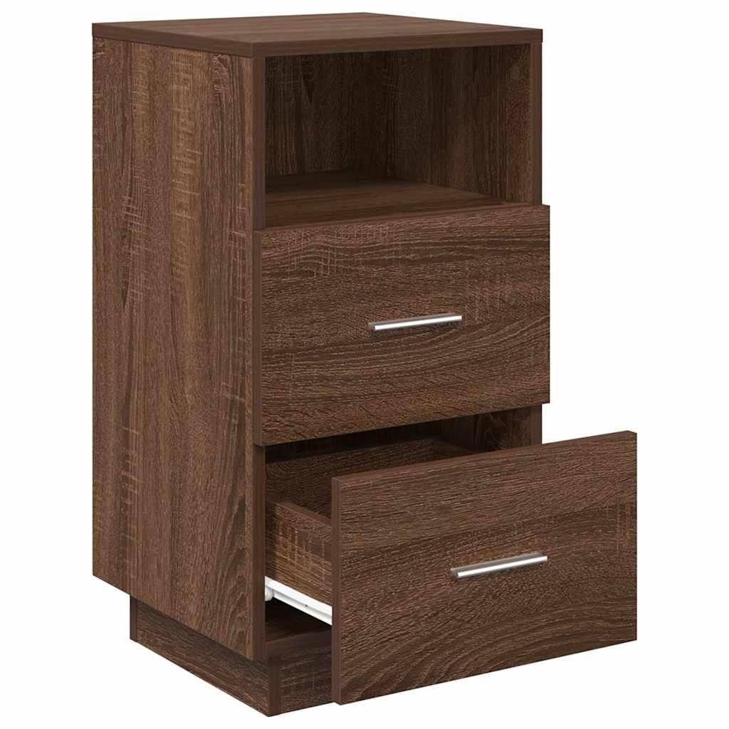 Κομοδίνο με 2 συρτάρια Καφέ Δρυς 36x36x68 εκ.