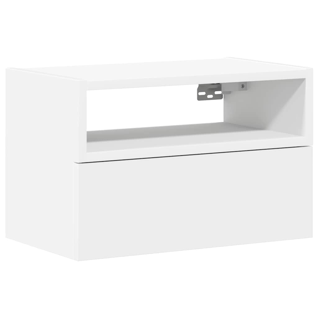 Κομοδίνο Επιτοίχιο Λευκά 45x26x28,5 εκ. - Pakobazaar