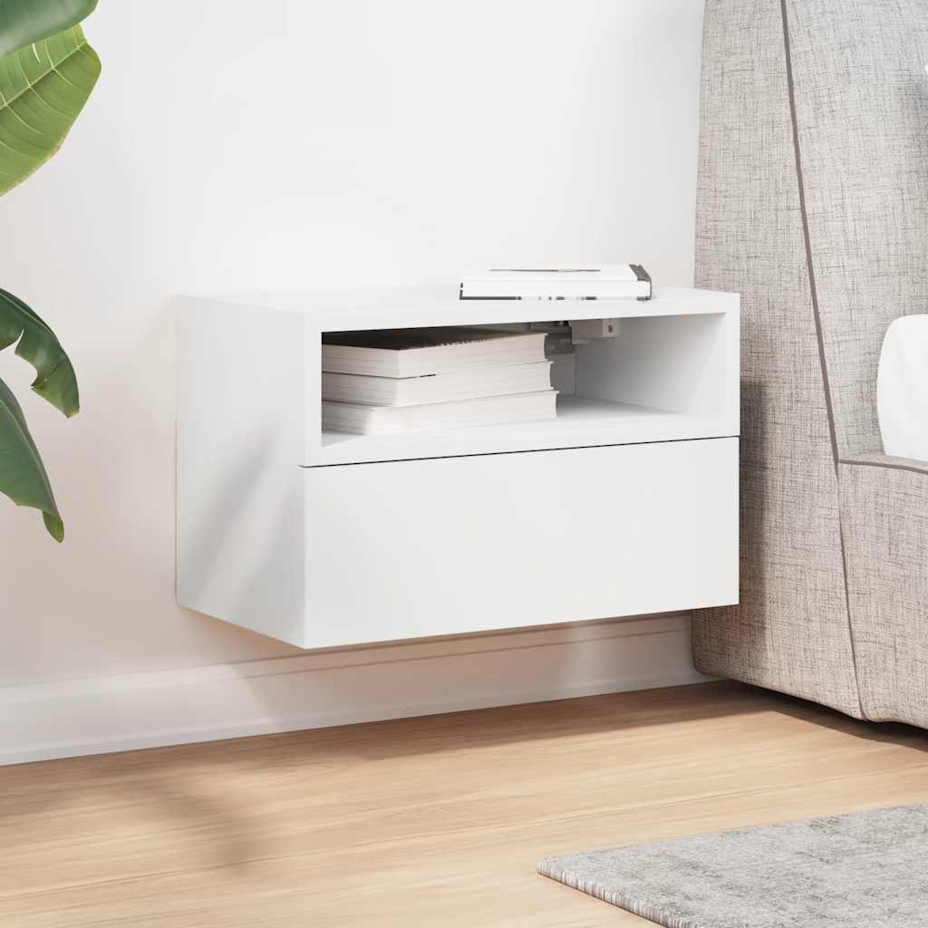Κομοδίνο Επιτοίχιο Λευκά 45x26x28,5 εκ. - Pakobazaar