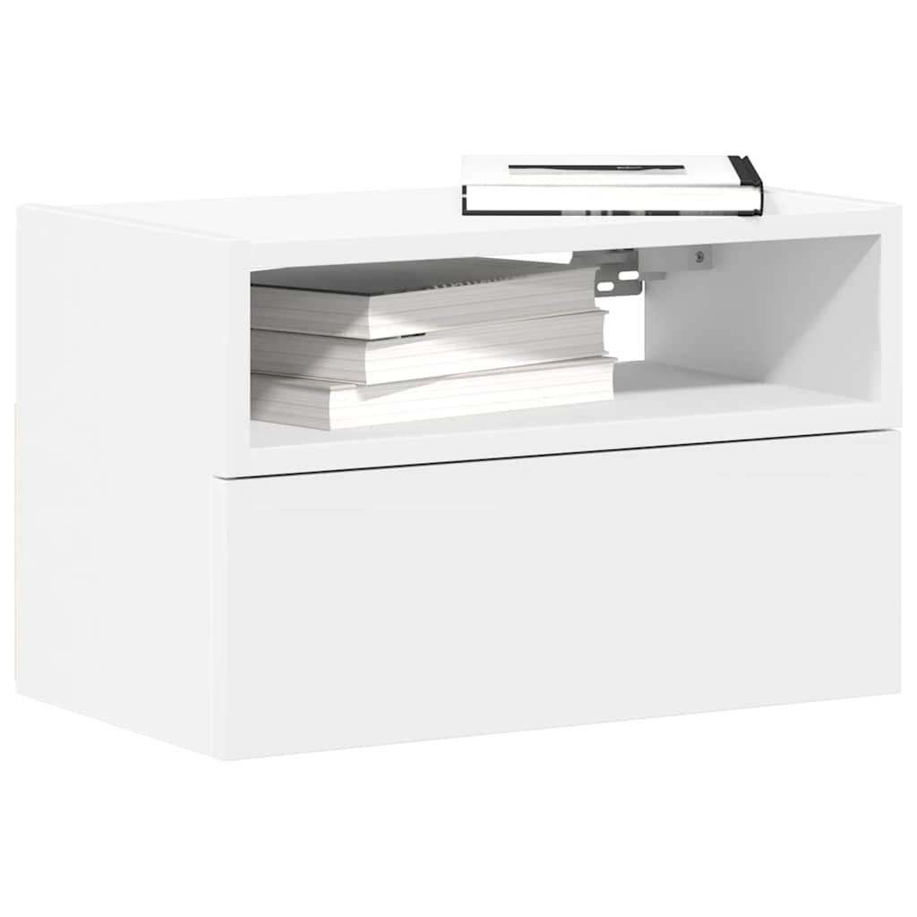 Κομοδίνο Επιτοίχιο Λευκά 45x26x28,5 εκ. - Pakobazaar