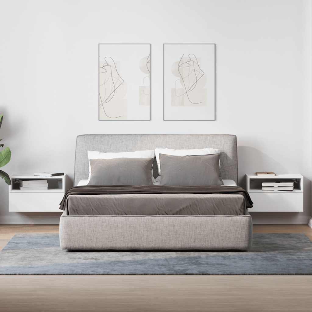 Κομοδίνα Επιτοίχια 2 τεμ. Λευκά 45x26x28,5 εκ. - Pakobazaar