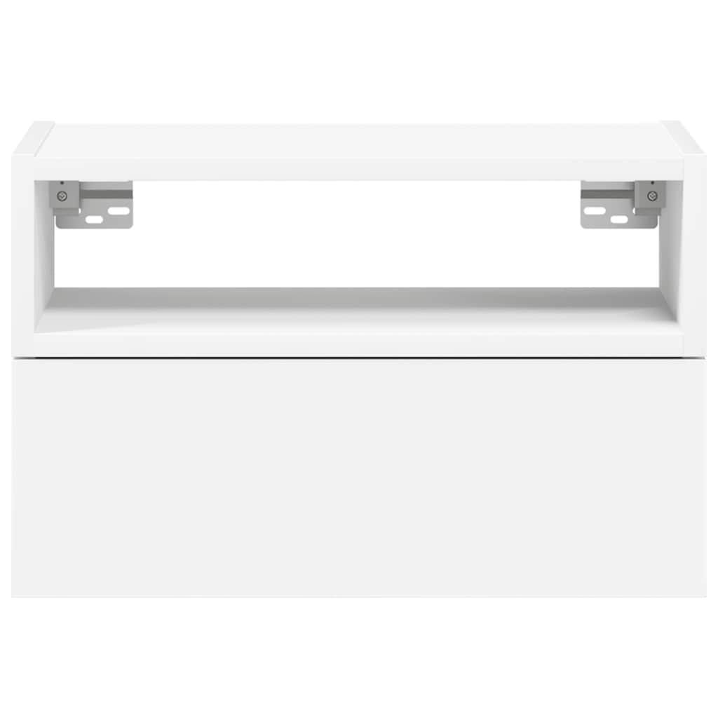 Κομοδίνα Επιτοίχια 2 τεμ. Λευκά 45x26x28,5 εκ. - Pakobazaar