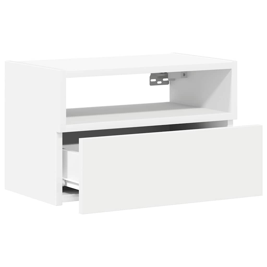 Κομοδίνα Επιτοίχια 2 τεμ. Λευκά 45x26x28,5 εκ. - Pakobazaar