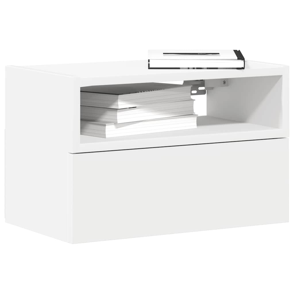 Κομοδίνα Επιτοίχια 2 τεμ. Λευκά 45x26x28,5 εκ. - Pakobazaar