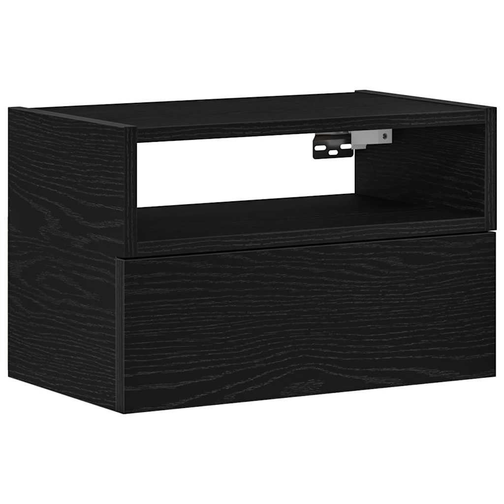 Κομοδίνο Επιτοίχιο mαύρο 45x26x28,5 εκ. - Pakobazaar