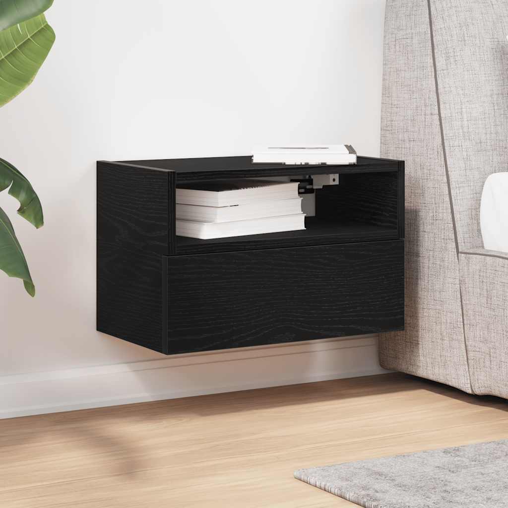 Κομοδίνο Επιτοίχιο mαύρο 45x26x28,5 εκ. - Pakobazaar