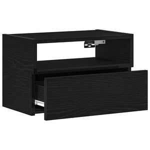 Κομοδίνο Επιτοίχιο mαύρο 45x26x28,5 εκ. - Pakobazaar
