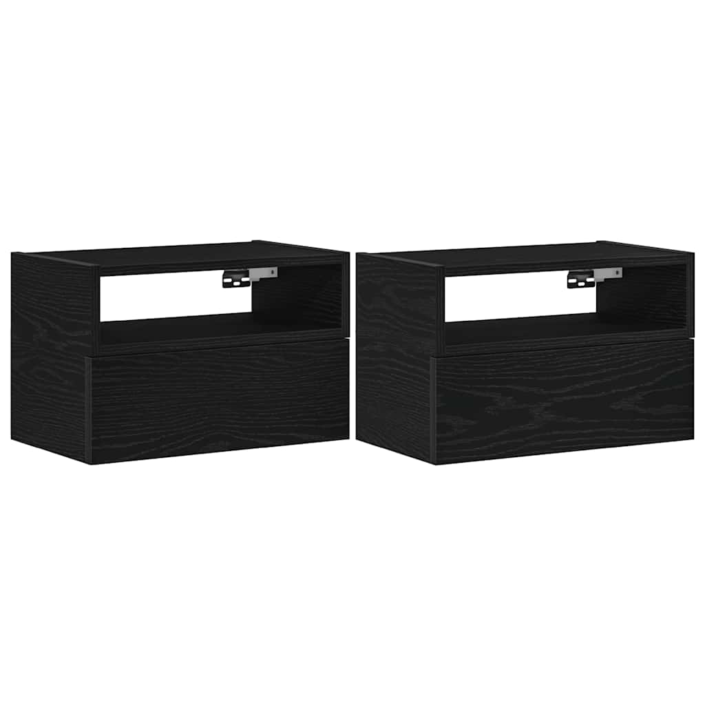 Επιτοίχια κομοδίνα 2 τεμάχια Μαύρο 45x26x28,5 cm