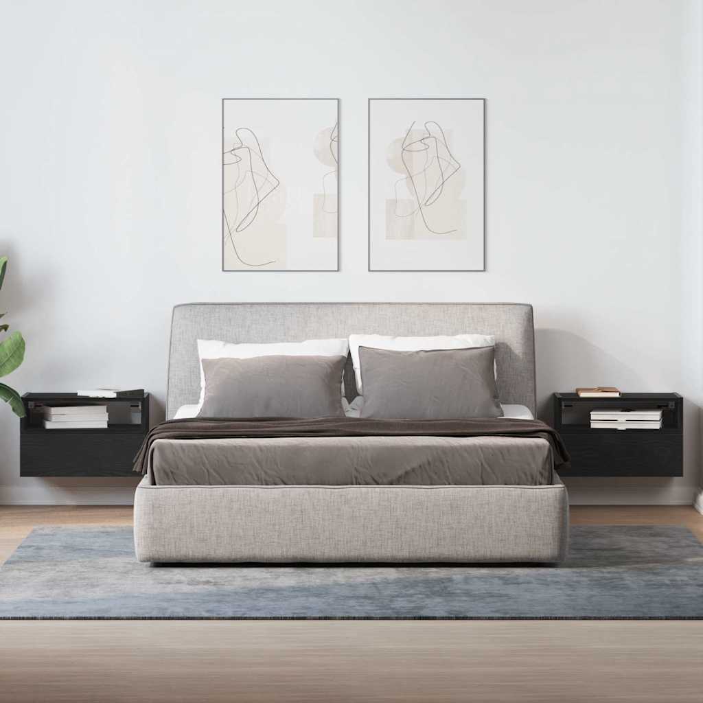 Επιτοίχια κομοδίνα 2 τεμάχια Μαύρο 45x26x28,5 cm