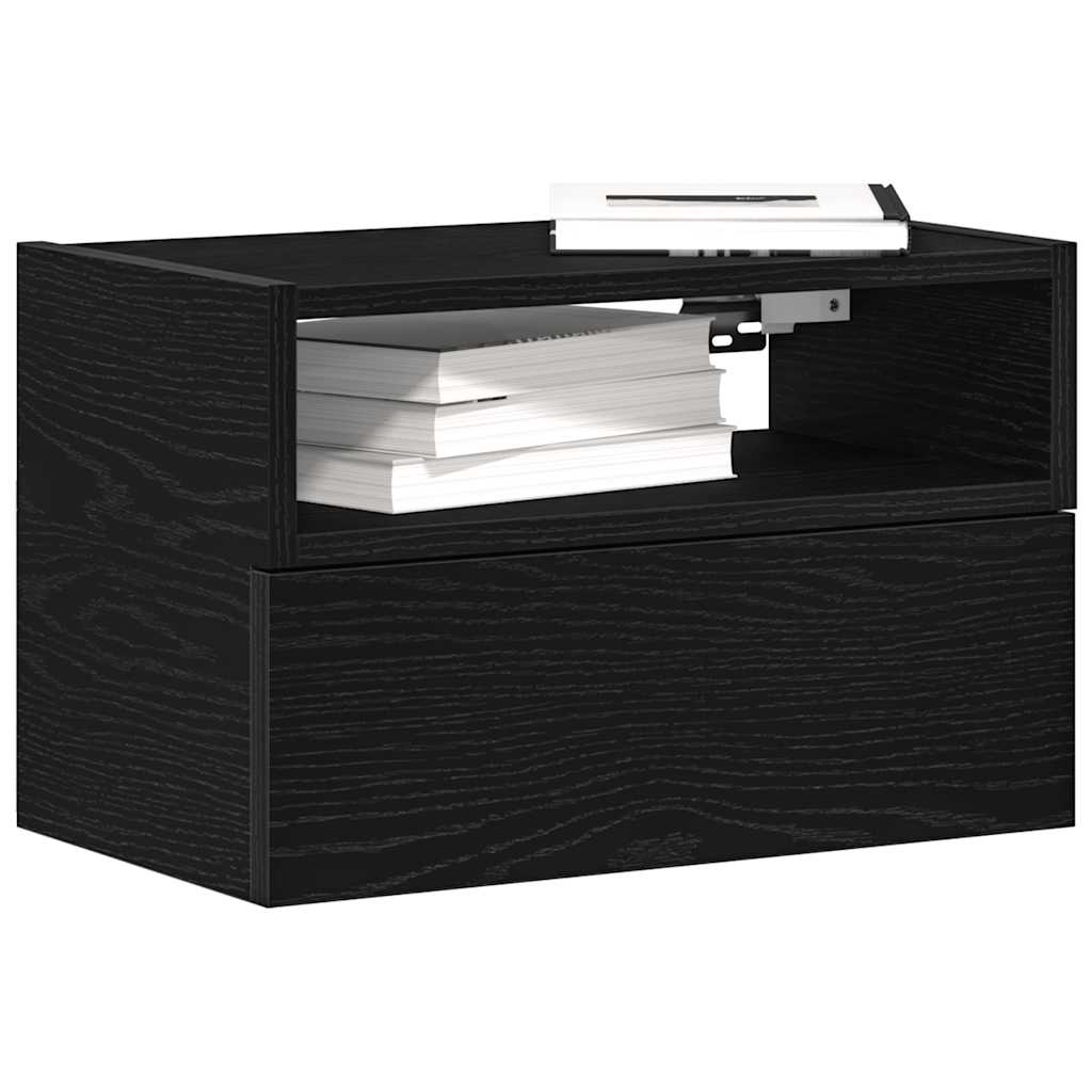 Επιτοίχια κομοδίνα 2 τεμάχια Μαύρο 45x26x28,5 cm