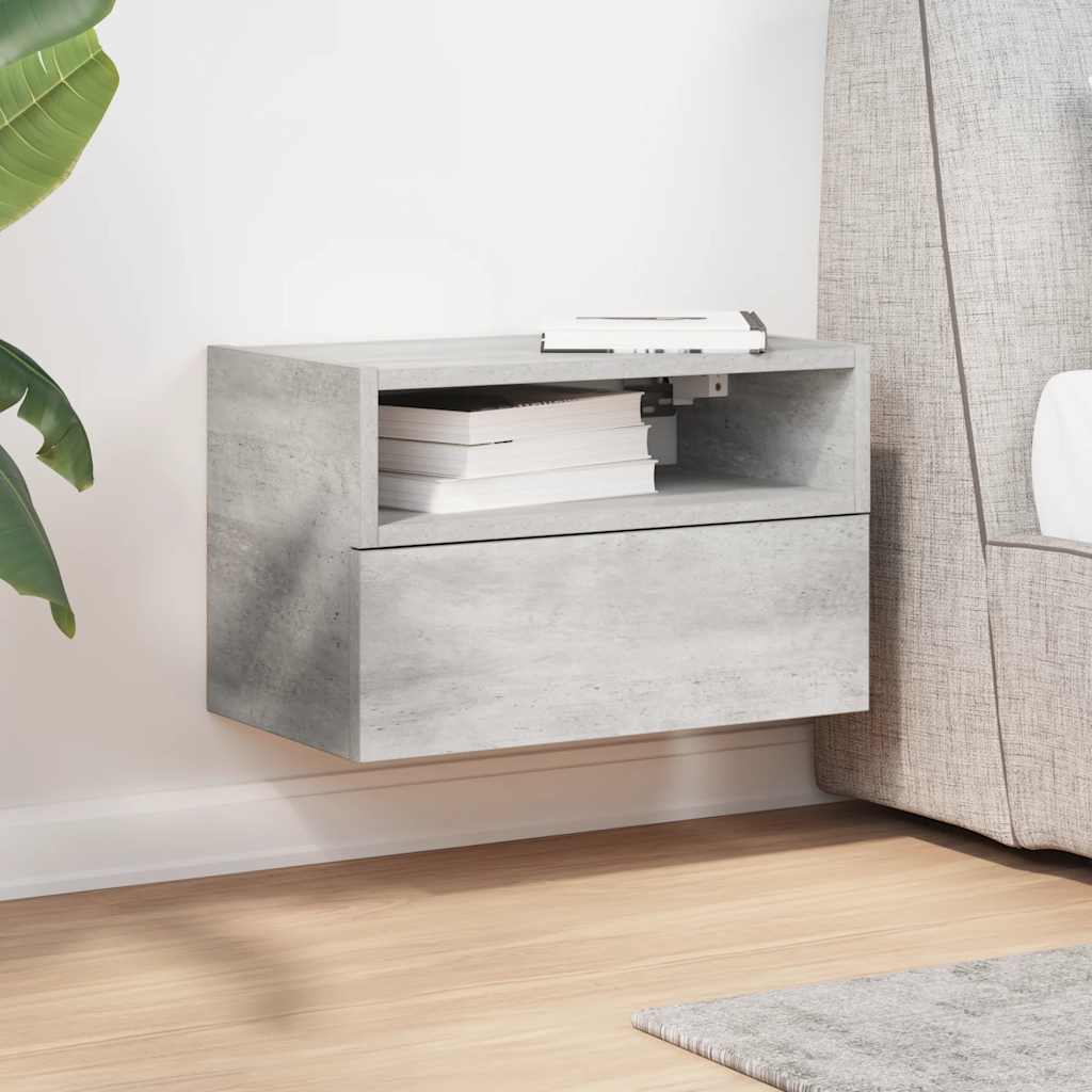 Κομοδίνο Επιτοίχιο Γκρι Σκυροδέματος 45x26x28,5 εκ.