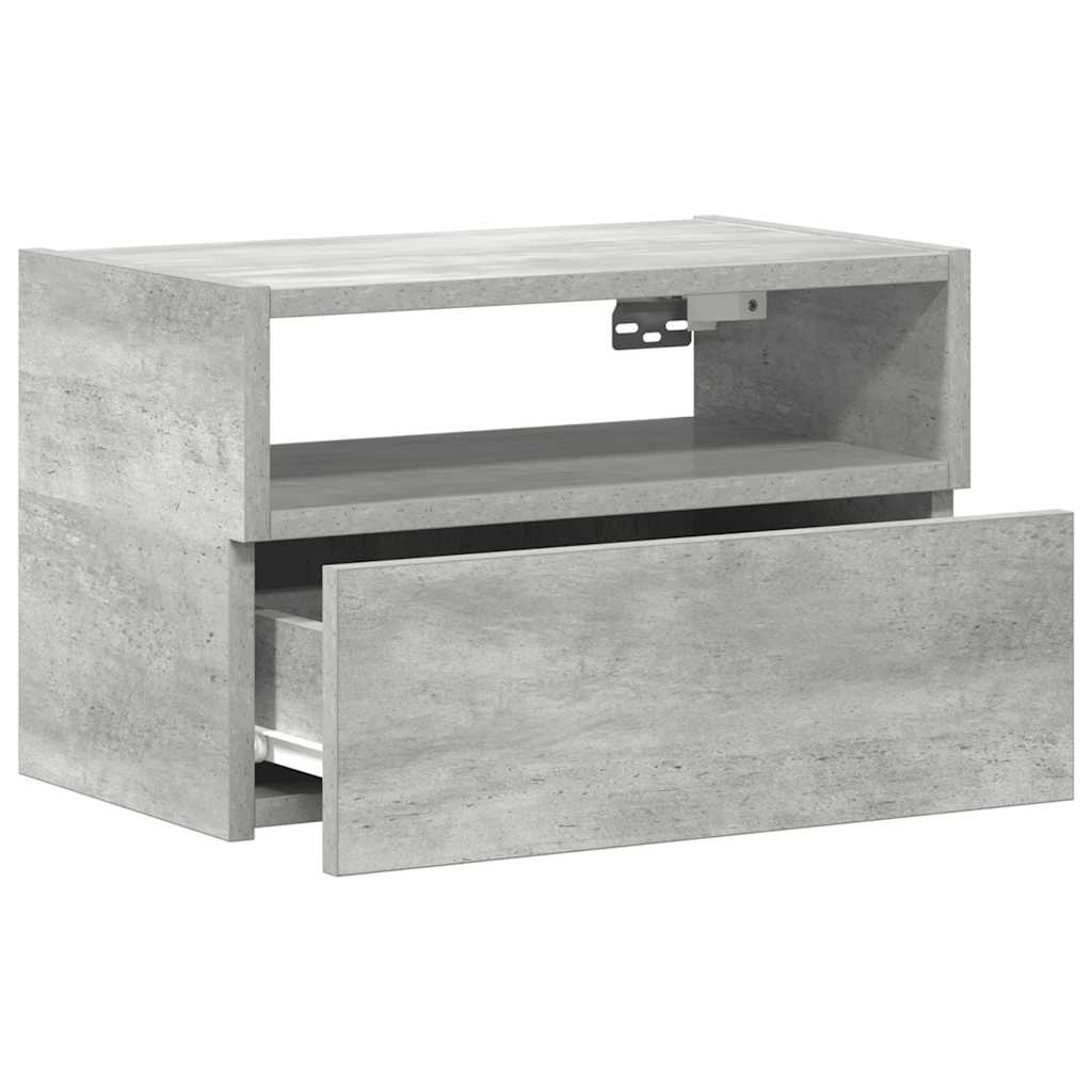 Κομοδίνο Επιτοίχιο Γκρι Σκυροδέματος 45x26x28,5 εκ.