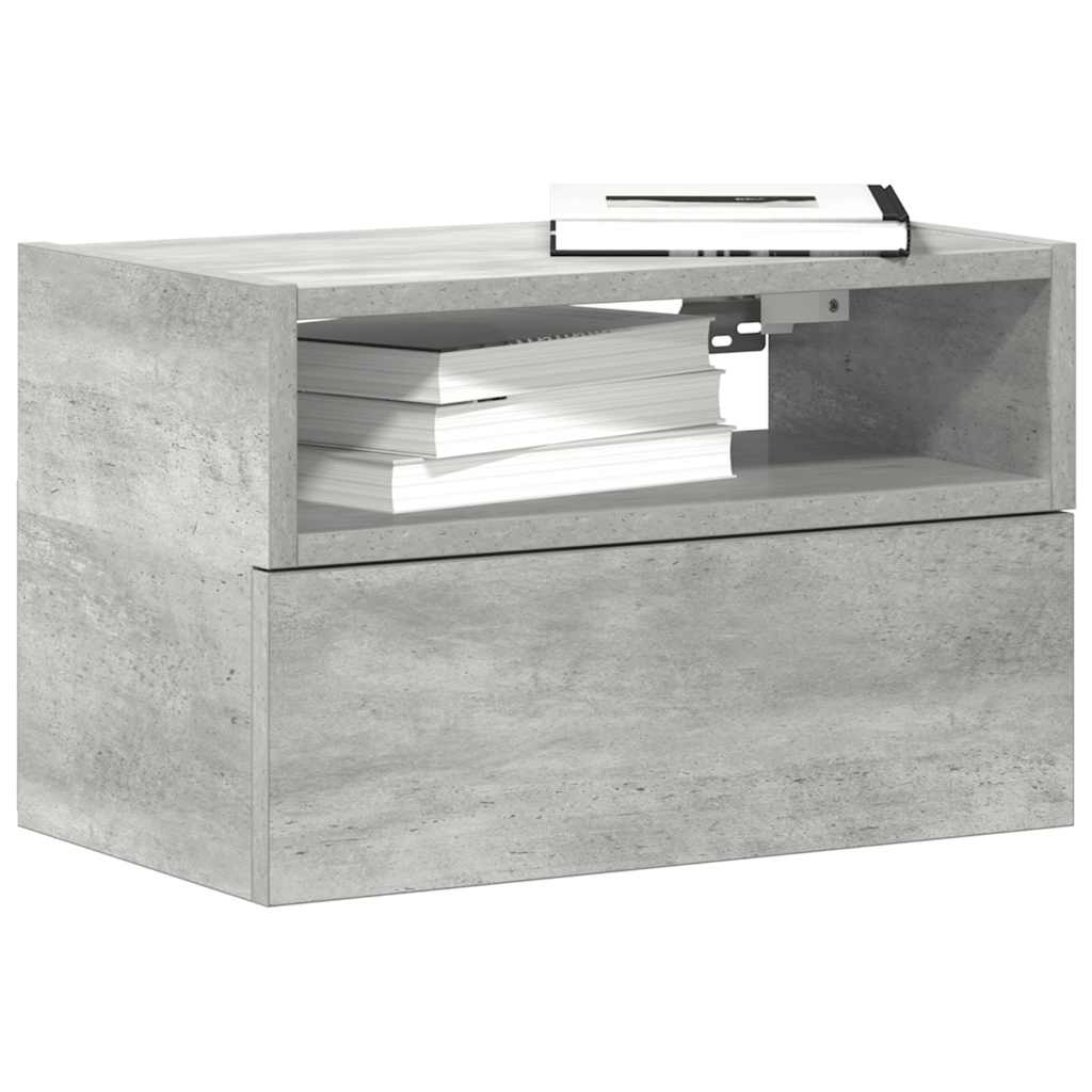 Κομοδίνο Επιτοίχιο Γκρι Σκυροδέματος 45x26x28,5 εκ.