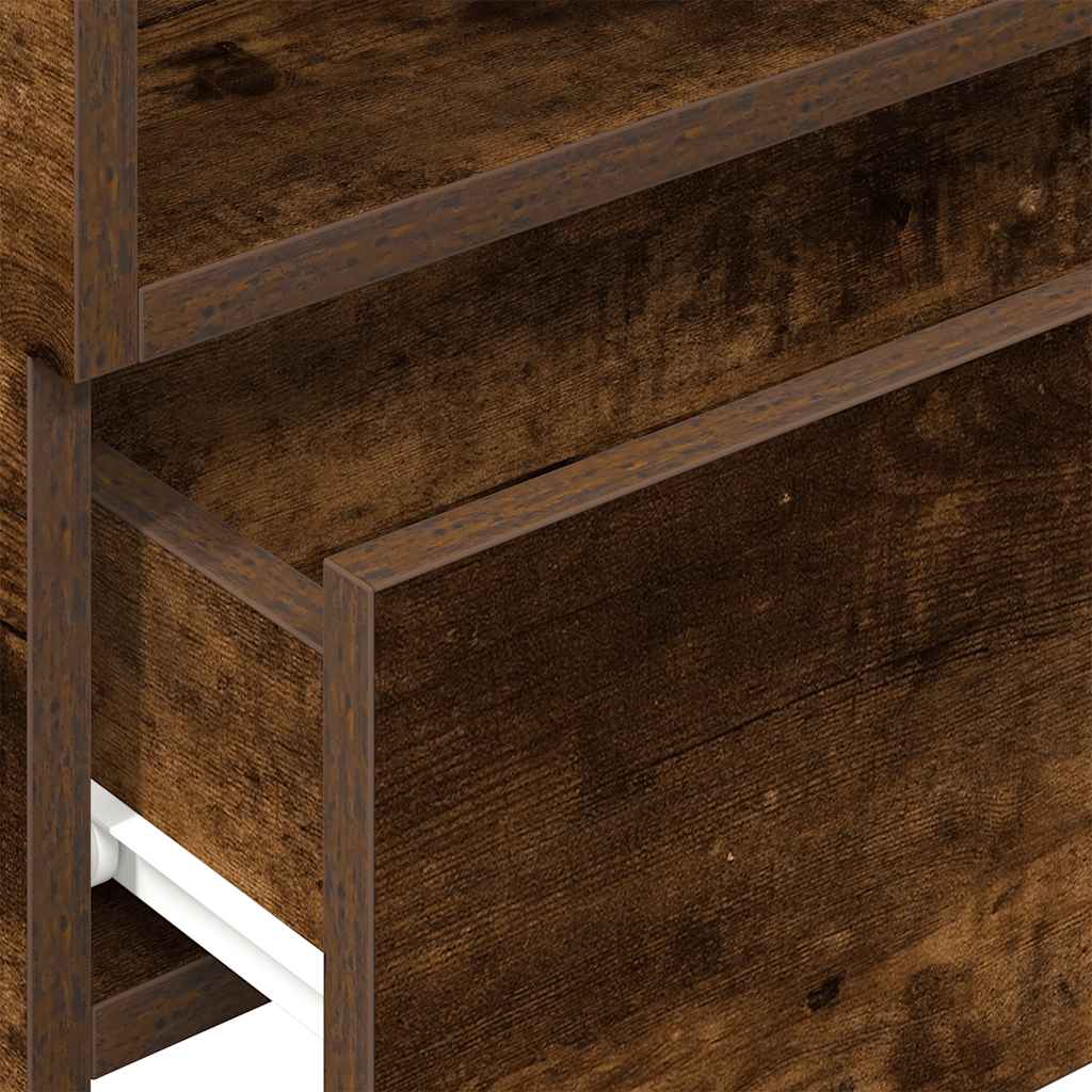 Κομοδίνα Επιτοίχια 2 τεμ. Καπνιστή Δρυς 45x26x28,5 εκ.