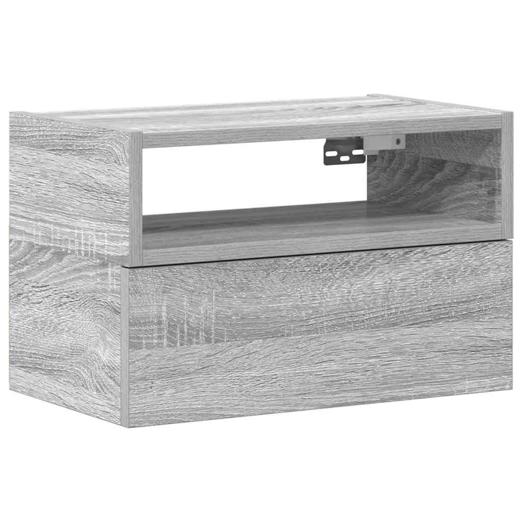 Κομοδίνα Επιτοίχια Γκρι Sonoma 45x26x28,5 εκ.