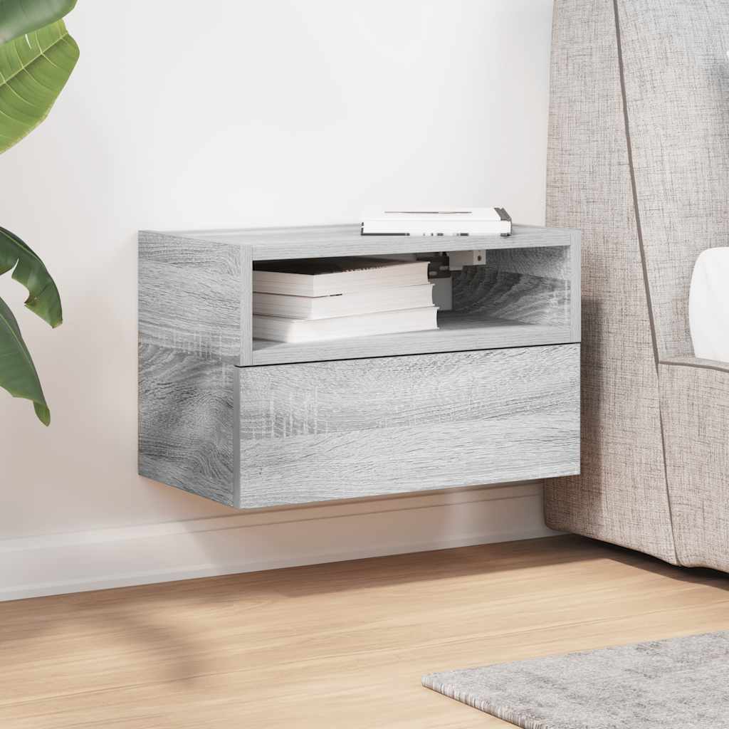 Κομοδίνα Επιτοίχια Γκρι Sonoma 45x26x28,5 εκ.