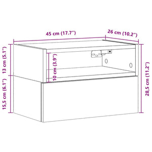 Κομοδίνα Επιτοίχια Γκρι Sonoma 45x26x28,5 εκ.