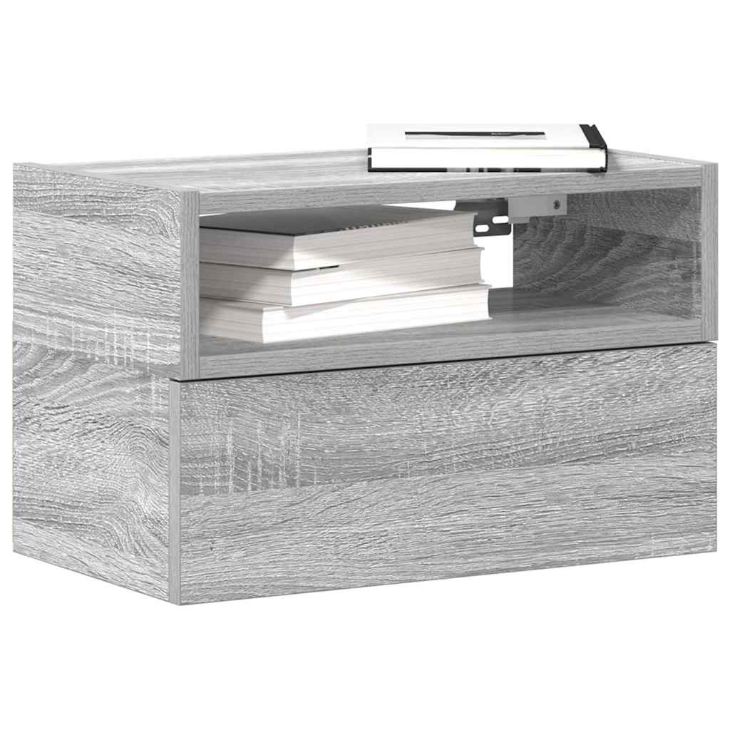 Κομοδίνα Επιτοίχια Γκρι Sonoma 45x26x28,5 εκ.