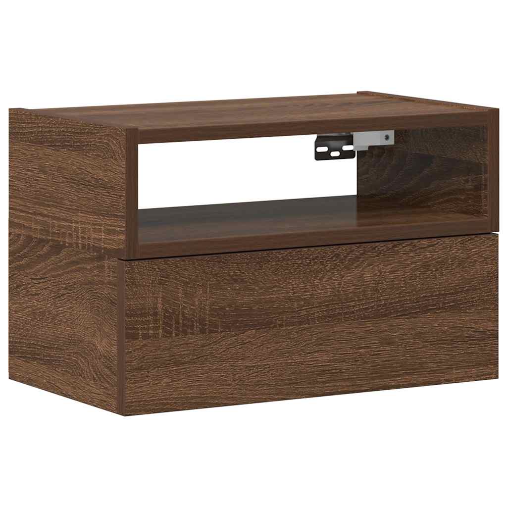 Κομοδίνο Επιτοίχιο Καφέ Δρυς 45x26x28,5 εκ.
