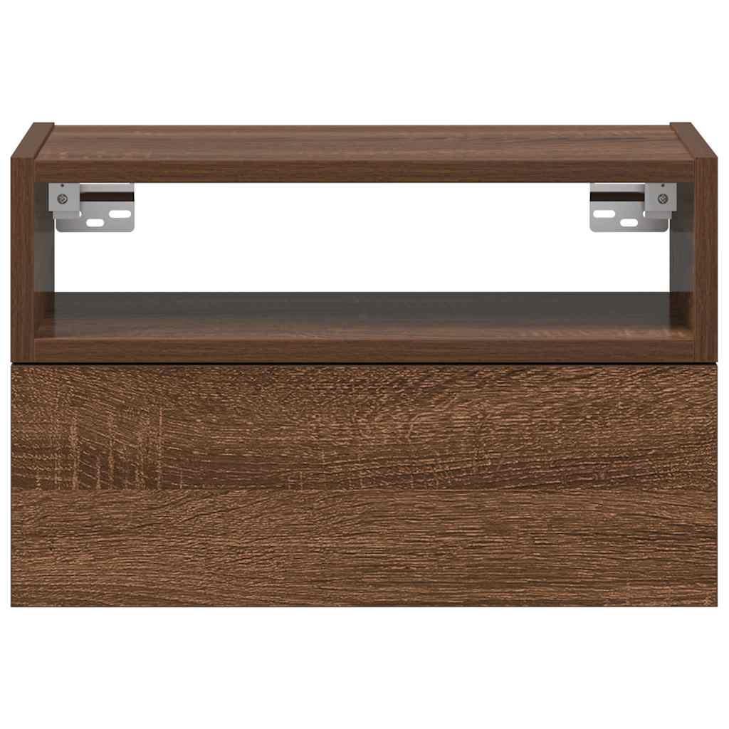 Κομοδίνο Επιτοίχιο Καφέ Δρυς 45x26x28,5 εκ.