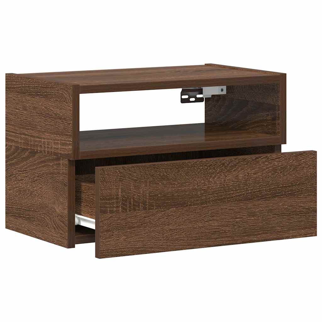 Κομοδίνο Επιτοίχιο Καφέ Δρυς 45x26x28,5 εκ.