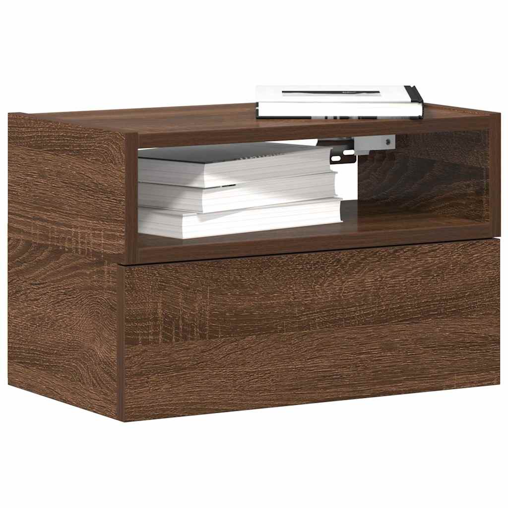 Κομοδίνο Επιτοίχιο Καφέ Δρυς 45x26x28,5 εκ.