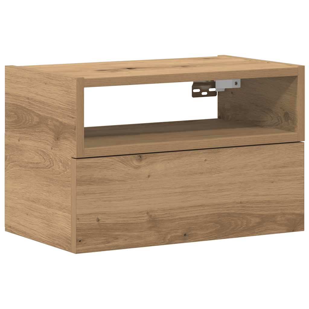 Κομοδίνο Επιτοίχιο Αρτισιανή Δρυς 45x26x28,5 εκ. - Pakobazaar